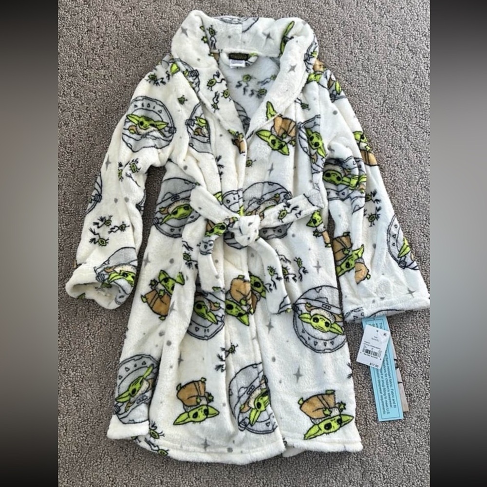 Disney Star Wars Mandalorian Yoda Robe Lounging Unisex Pajamas Kid XS (4/5) NWT